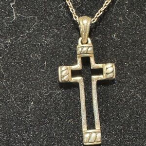 Silver cross pendant and necklace